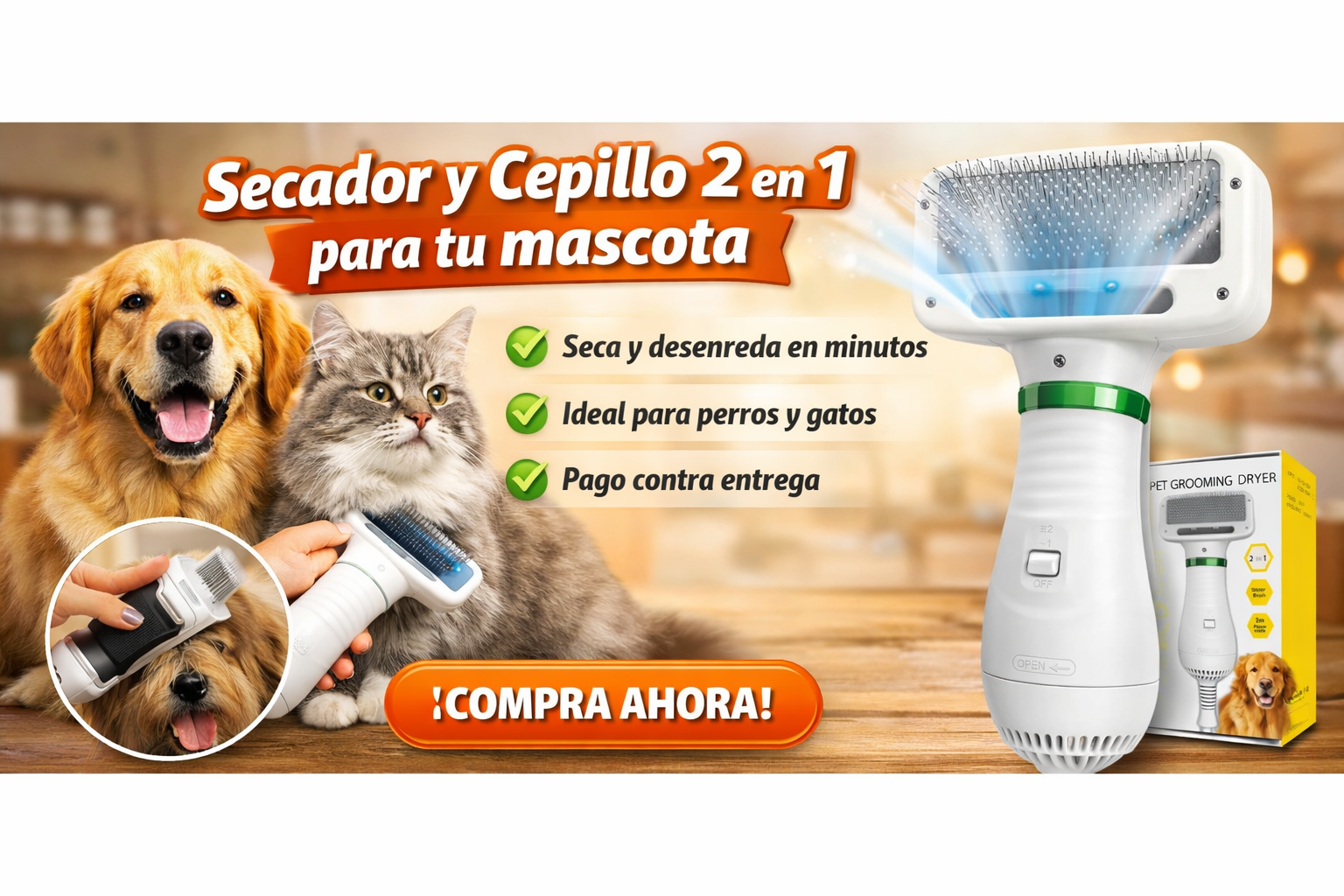 ✨ 2-in-1 Pet Dryer and Brush